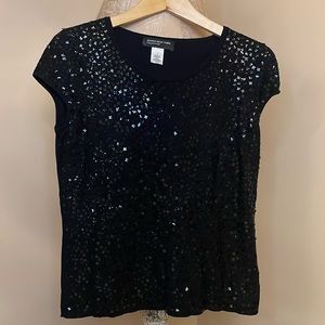 Jones New York Black Sequence Blouse NWOT
